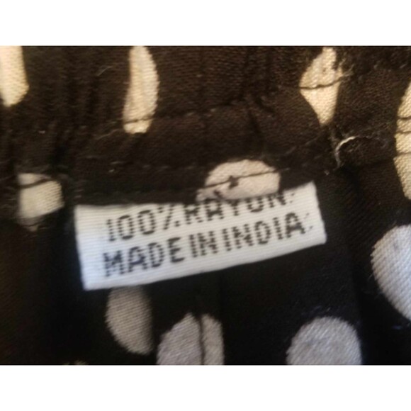 ONE SIZE Boho Black w/ White Polka Dots Rayon Wide Leg Flowy Palazzo Pants - Picture 2 of 12